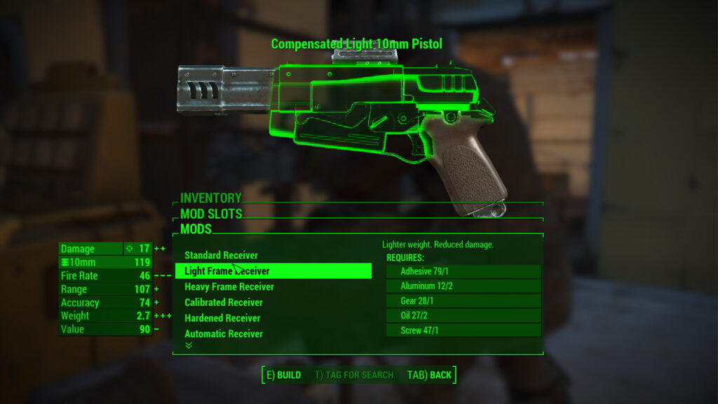 Creación de mods para armas y materiales necesarios en Fallout 4