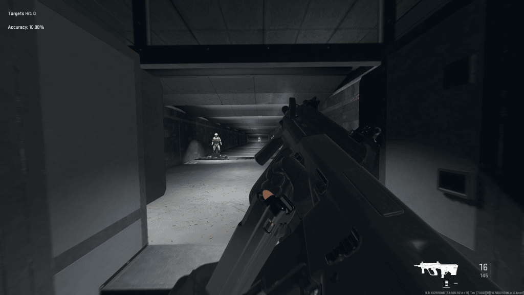 Testing gun in the firing range on Modern Warfare 2