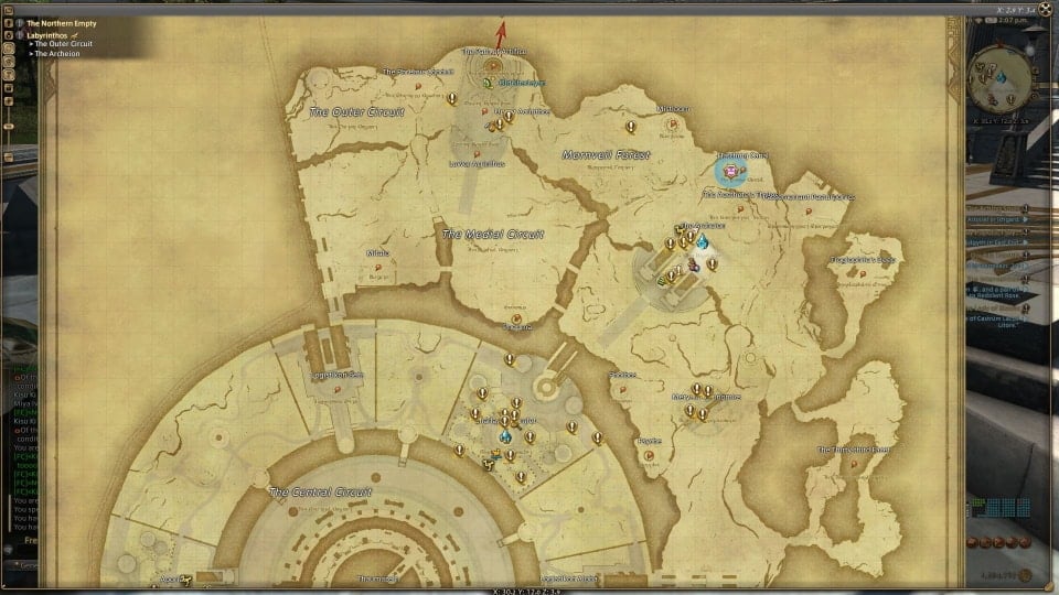 Mapa de "Labyrinthos" con toneladas de misiones disponibles.
