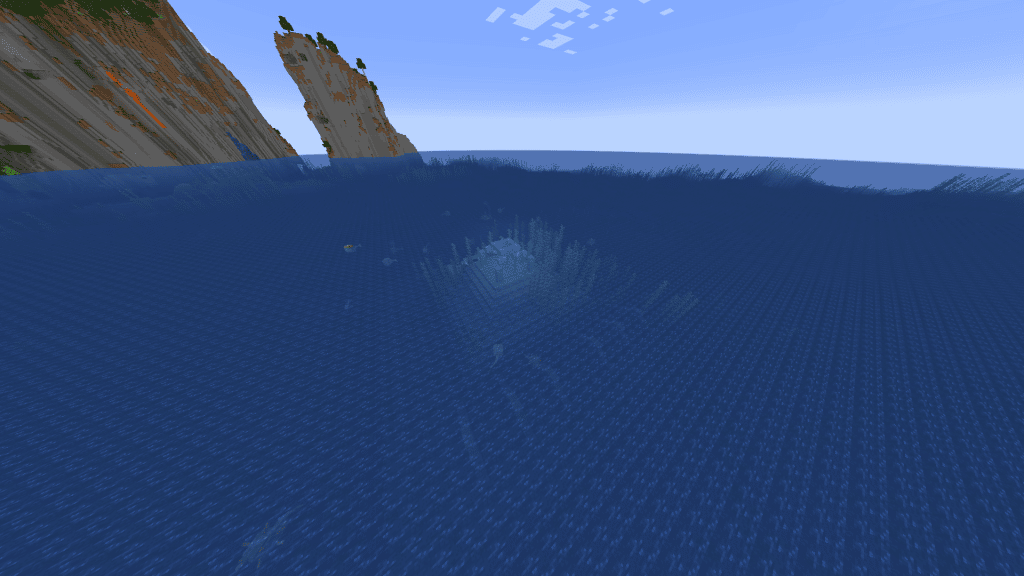 Scary Minecraft Seed with an Ocean Monument near the Cliff
