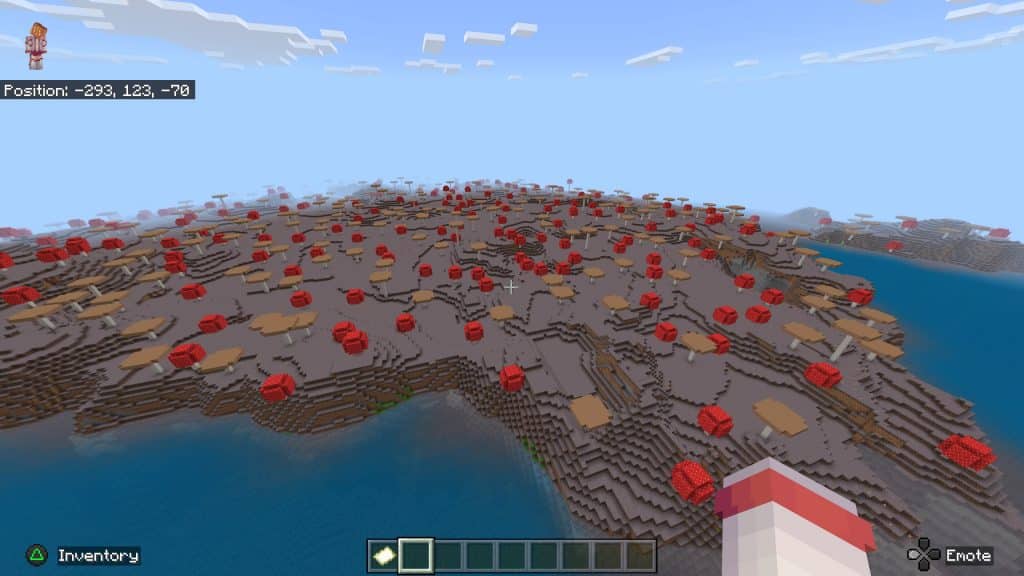 Una isla de hongos en Minecraft