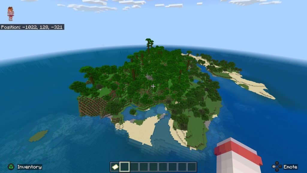Un bioma de la jungla en una isla en Minecraft