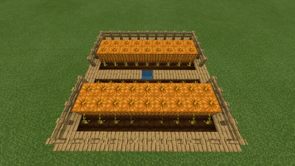 Una granja de calabazas en Minecraft