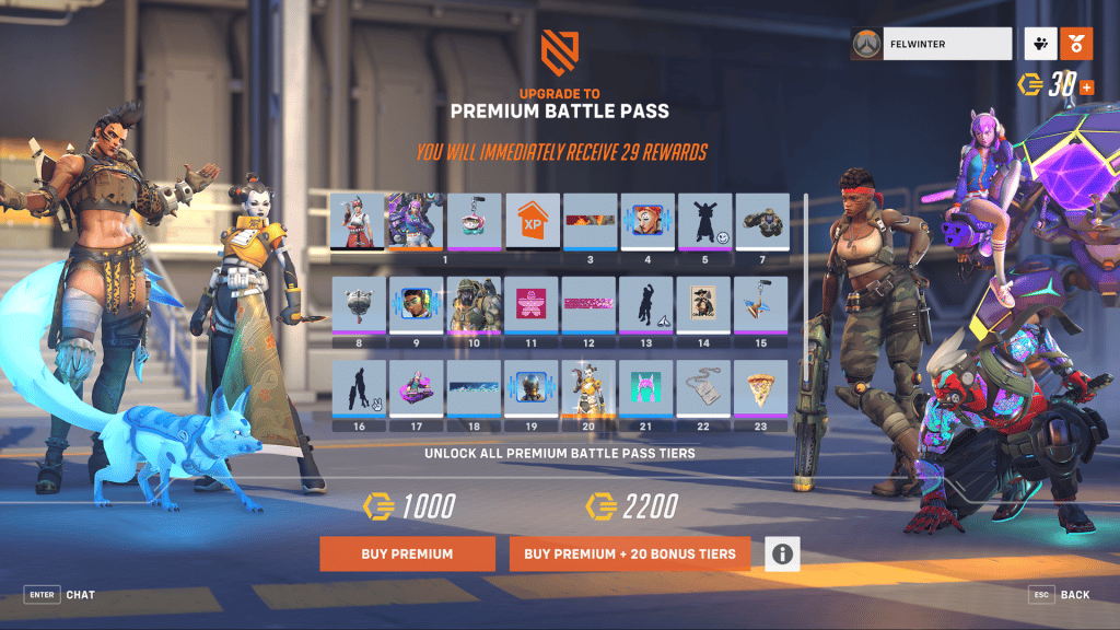 Recompensas del paquete Premium Battle Pass +20 niveles