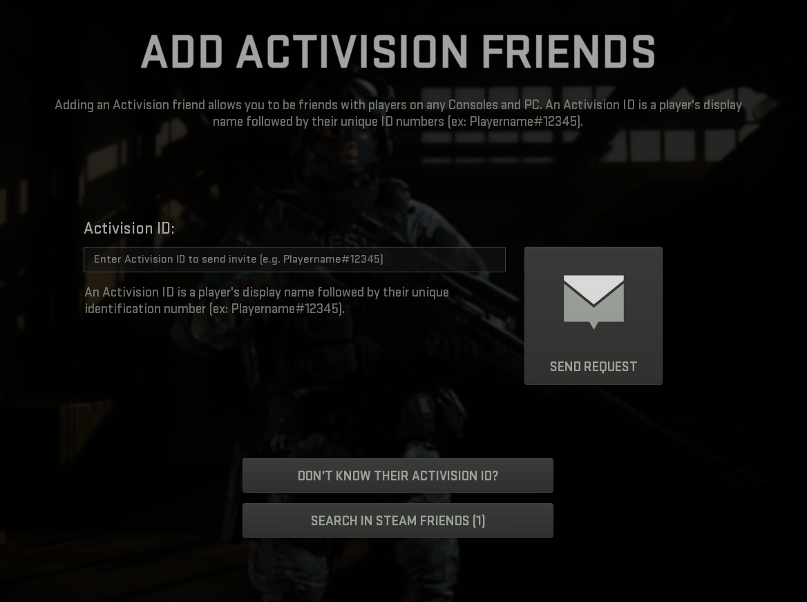 Adding Activision friends in Modern Warfare 2