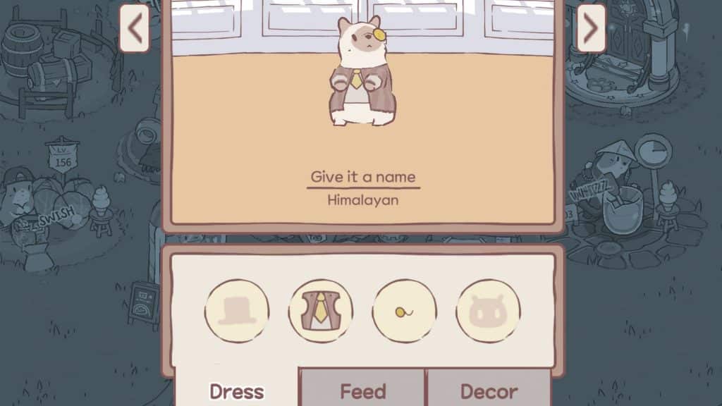 cat wearing a suit and tie set with clothing option tag open