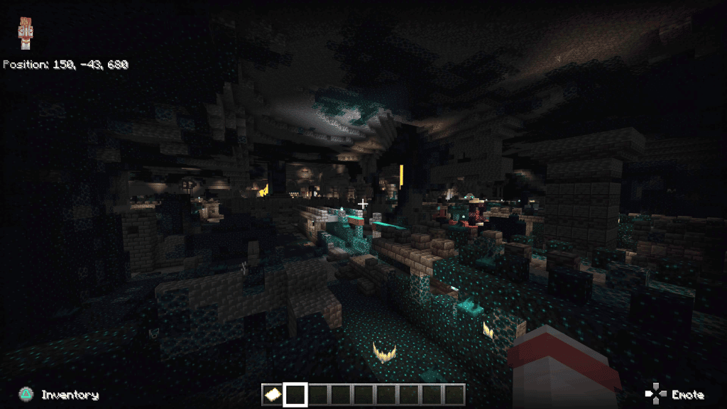 Una ciudad antigua con una fortaleza en Minecraft