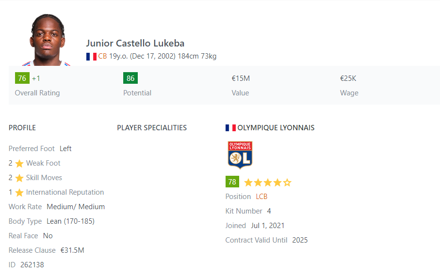 Castello Lukeba es uno de los mejores defensores baratos en el Modo Carrera de FIFA 23.