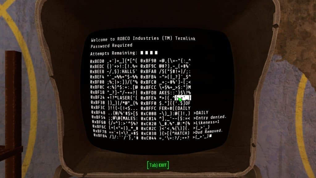 Cómo hackear terminales en Fallout 4 - pantalla de terminal.