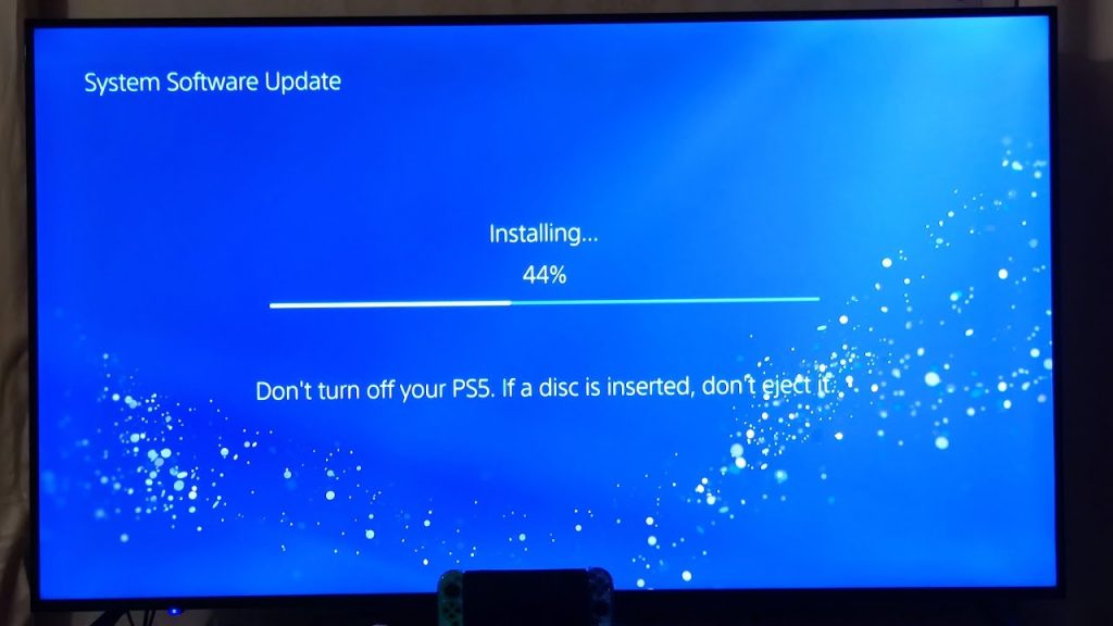 Pantalla de actualización del software del sistema PS5